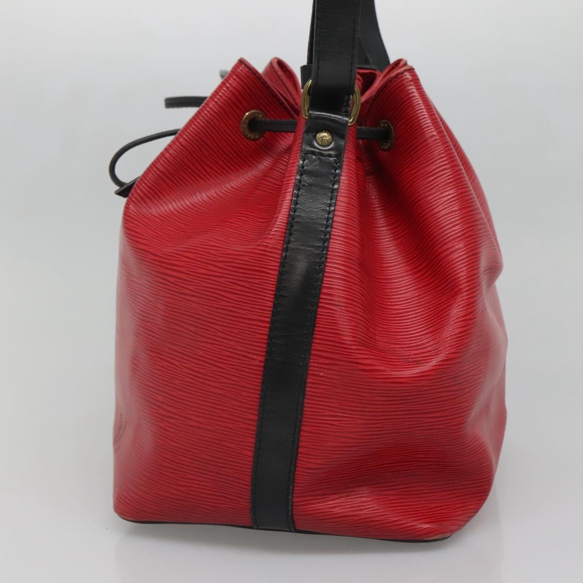 LOUIS VUITTON Epi Petit Noe Shoulder Bag Bicolor Black Red M44017 LV Auth 139959
