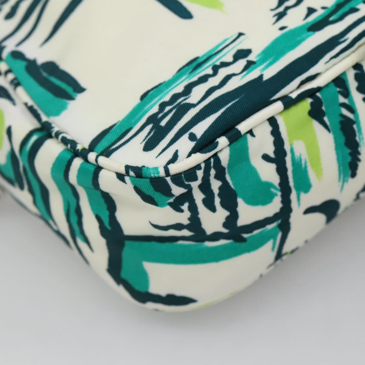 PRADA Chain Shoulder Bag Nylon Green Silver Auth 139976