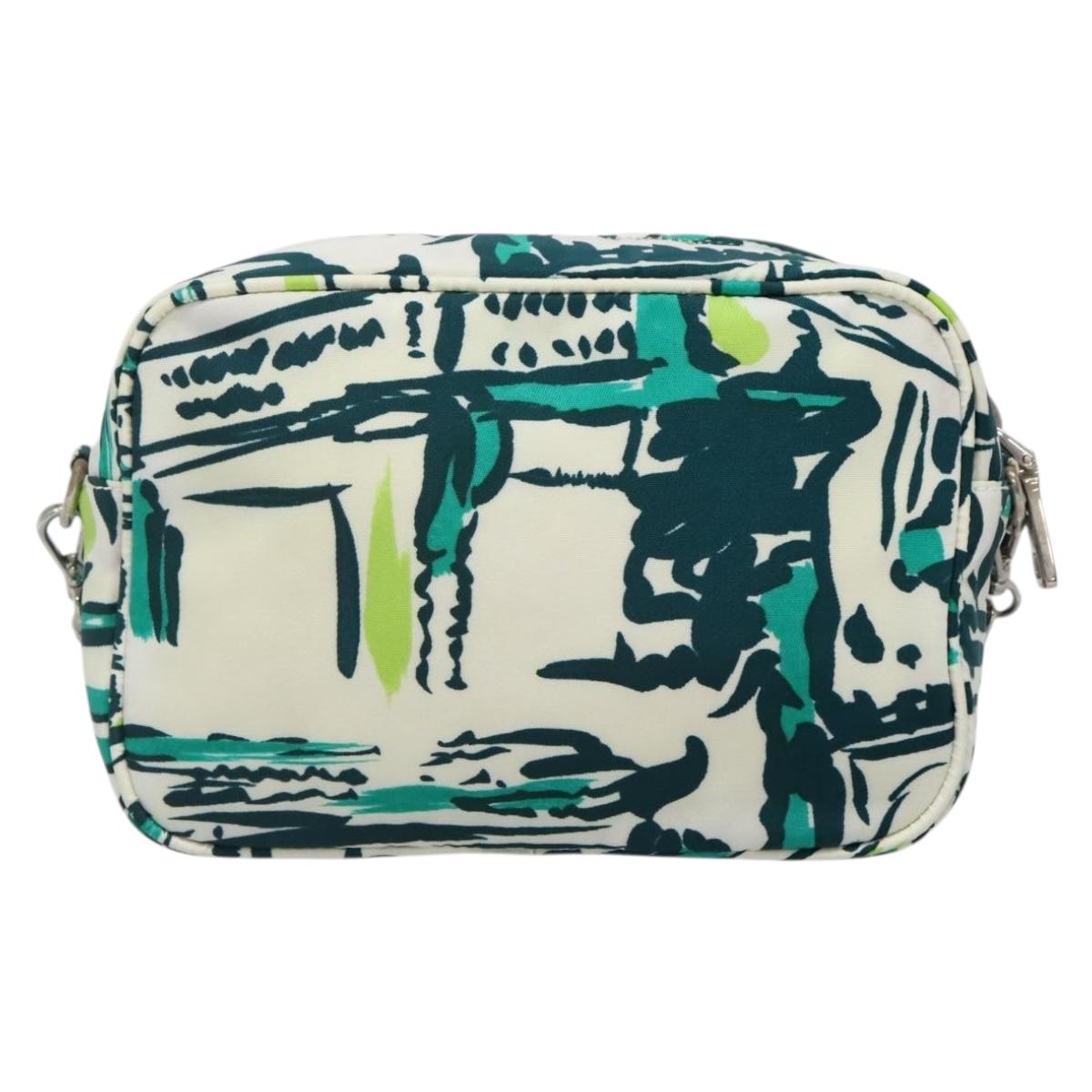PRADA Chain Shoulder Bag Nylon Green Silver Auth 139976
