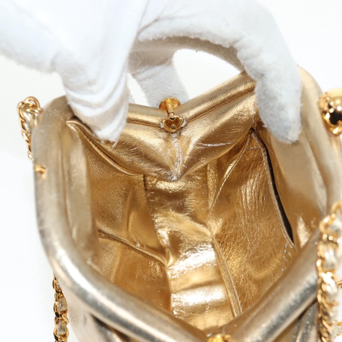 CHANEL Chain Shoulder Bag Leather Gold CC Auth 139977SAV
