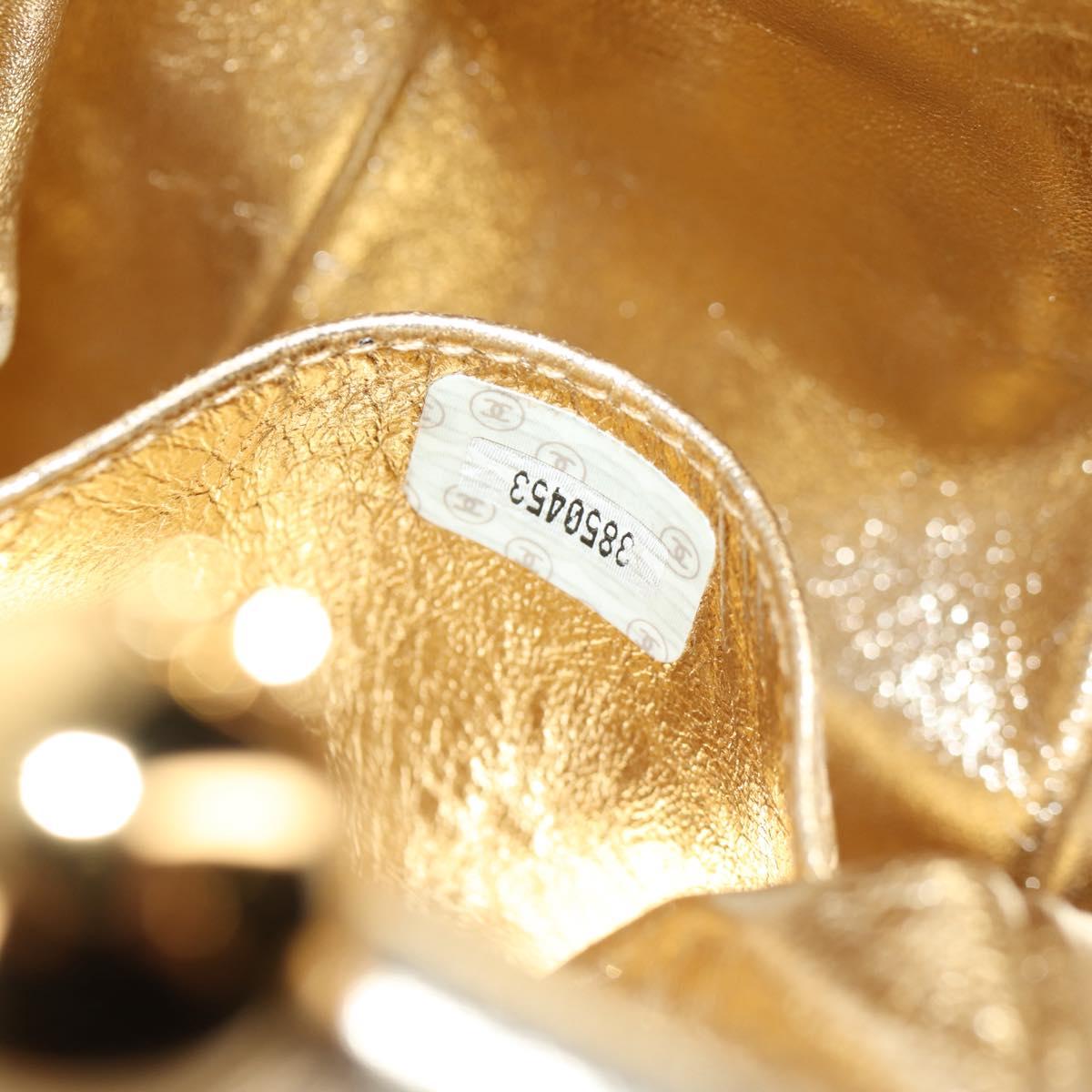 CHANEL Chain Shoulder Bag Leather Gold CC Auth 139977V