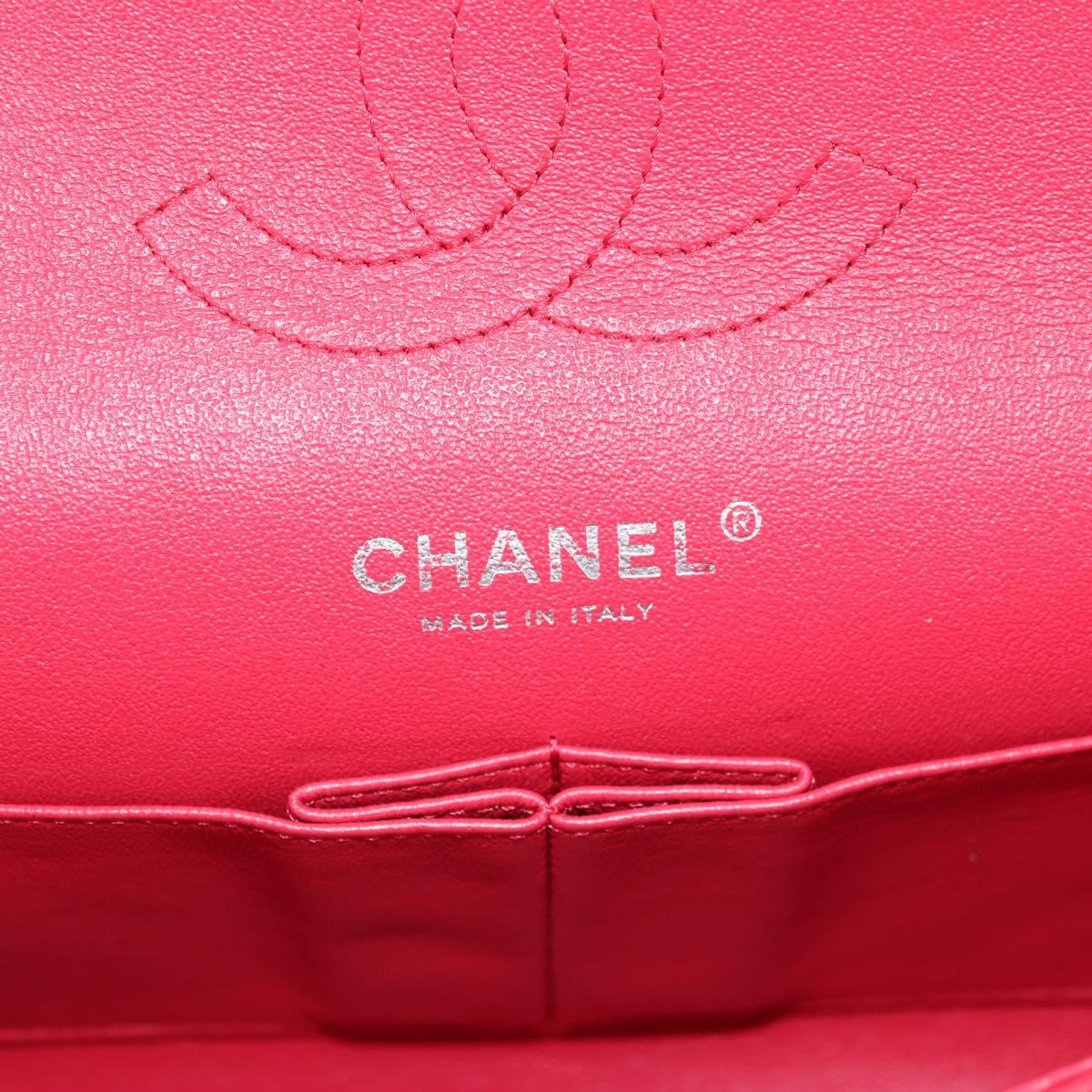 CHANEL Chain Shoulder Bag Caviar Skin Red Silver CC Auth 139978SM