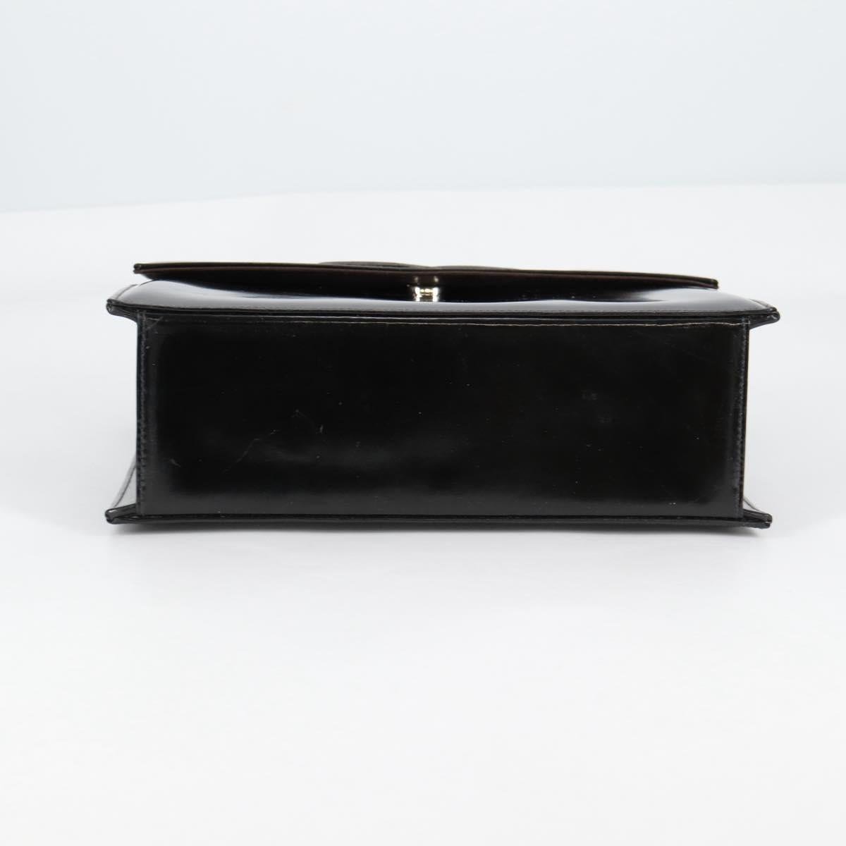 CHANEL Chain Shoulder Bag Patent leather Black Silver CC Auth 139979V