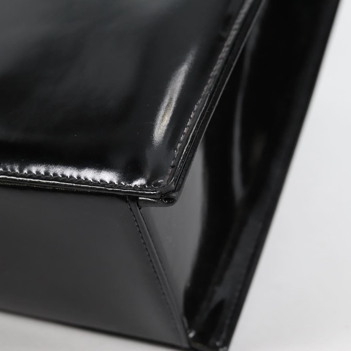 CHANEL Chain Shoulder Bag Patent leather Black Silver CC Auth 139979V