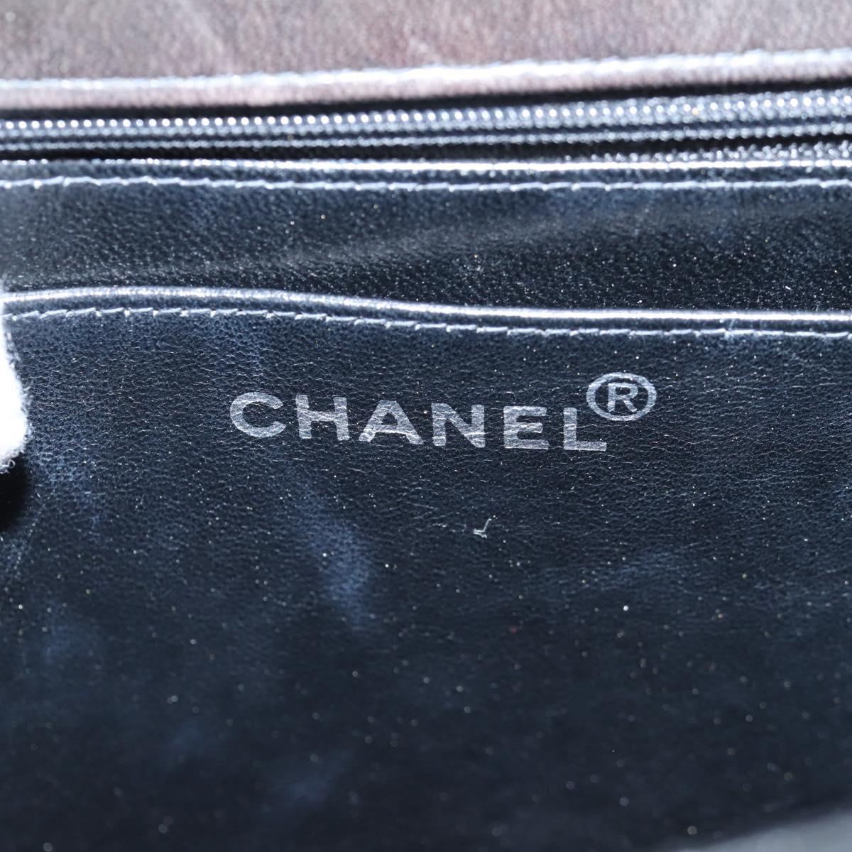 CHANEL Chain Shoulder Bag Patent leather Black Silver CC Auth 139979V