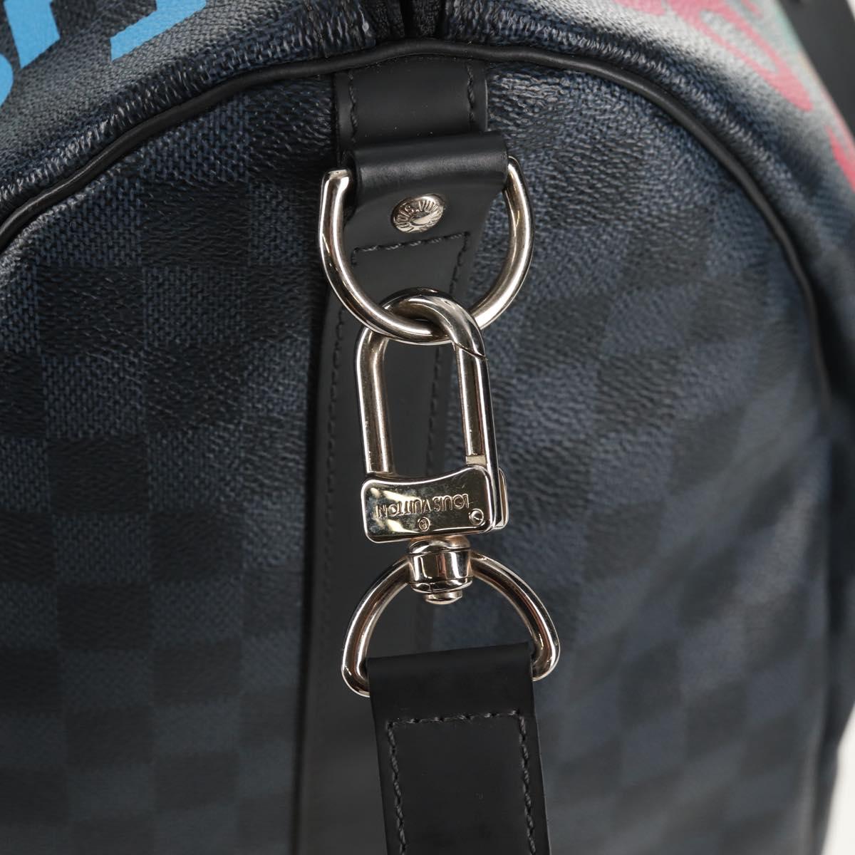 LOUIS VUITTON Damier Cobalt Keepall Bandouliere 55 Bag N41356 LV Auth 140002V