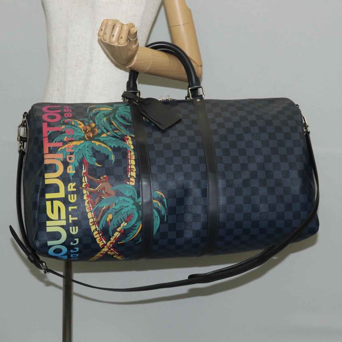 LOUIS VUITTON Damier Cobalt Keepall Bandouliere 55 Bag N41356 LV Auth 140002V