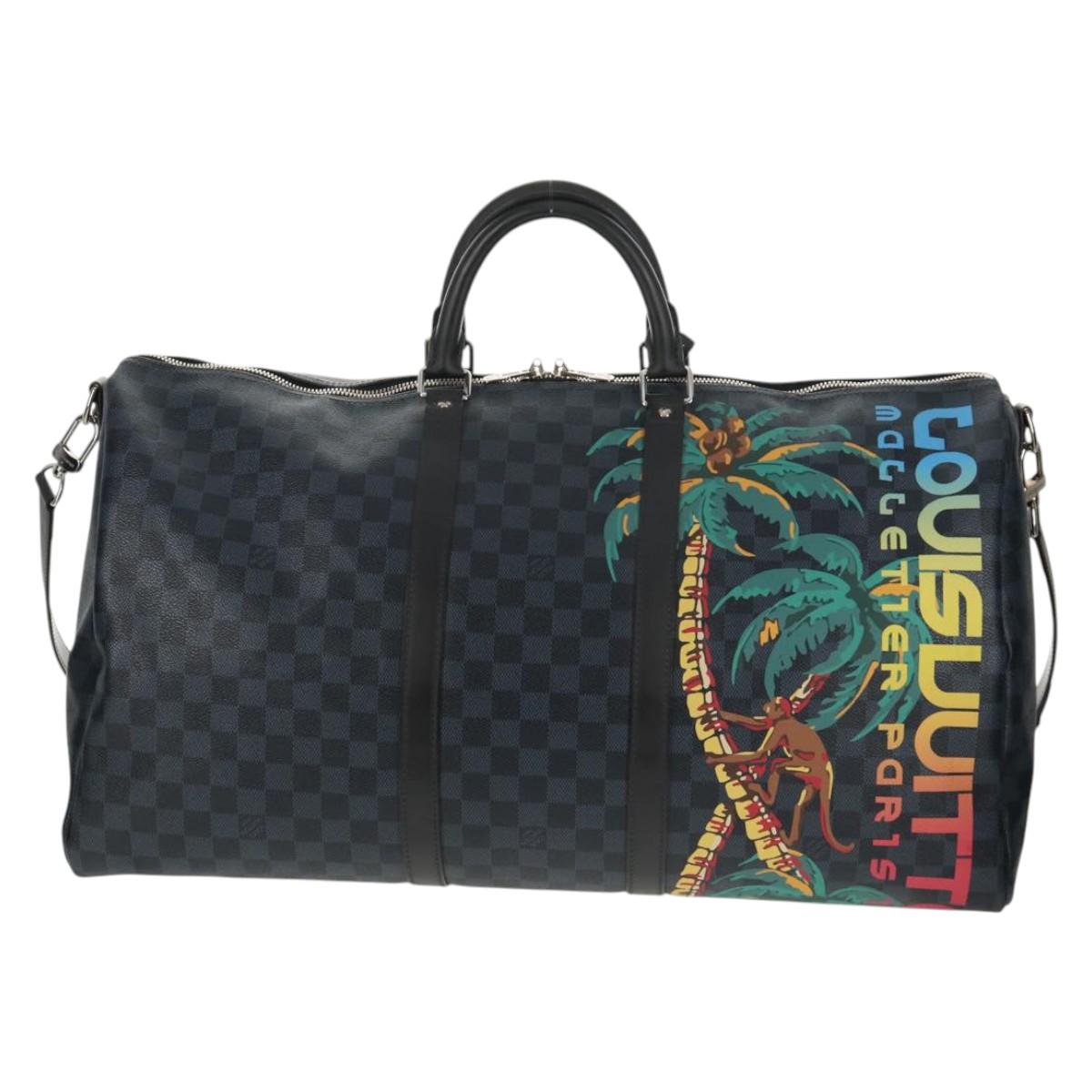 LOUIS VUITTON Damier Cobalt Keepall Bandouliere 55 Bag N41356 LV Auth 140002SM