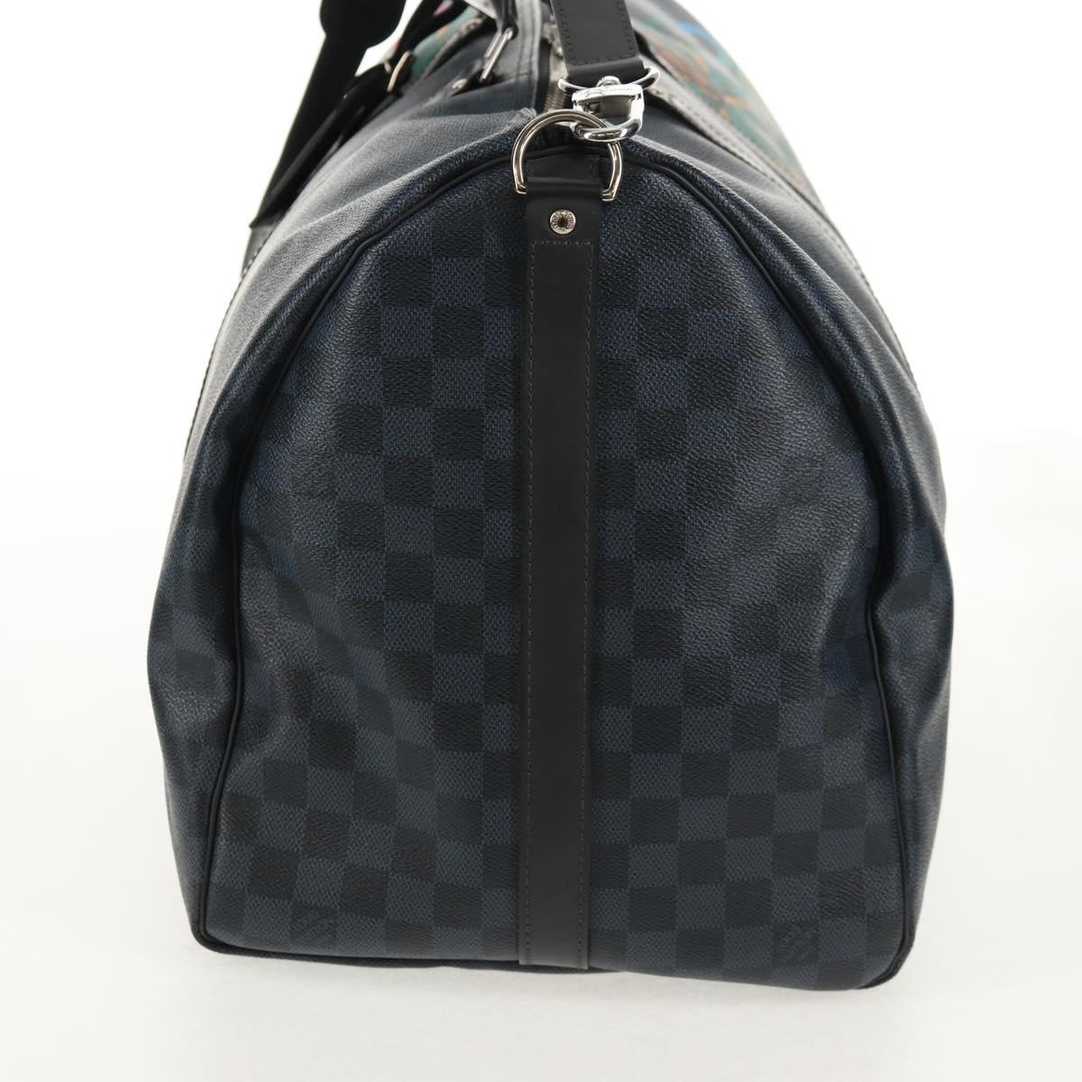 LOUIS VUITTON Damier Cobalt Keepall Bandouliere 55 Bag N41356 LV Auth 140002SM