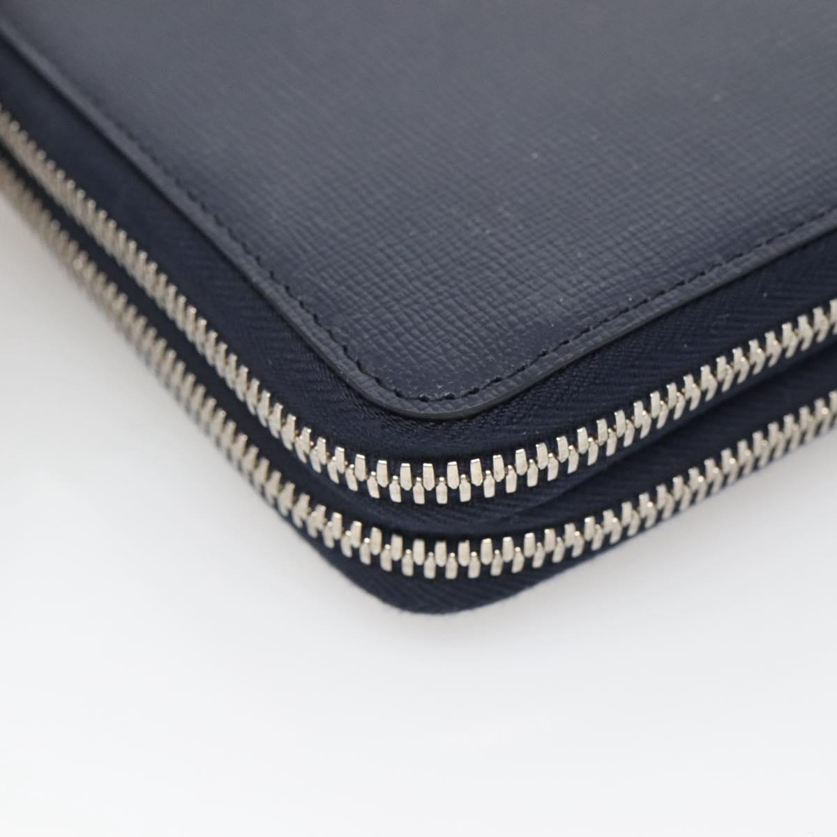 BURBERRY Travel Case Leather Navy Silver Auth 140004