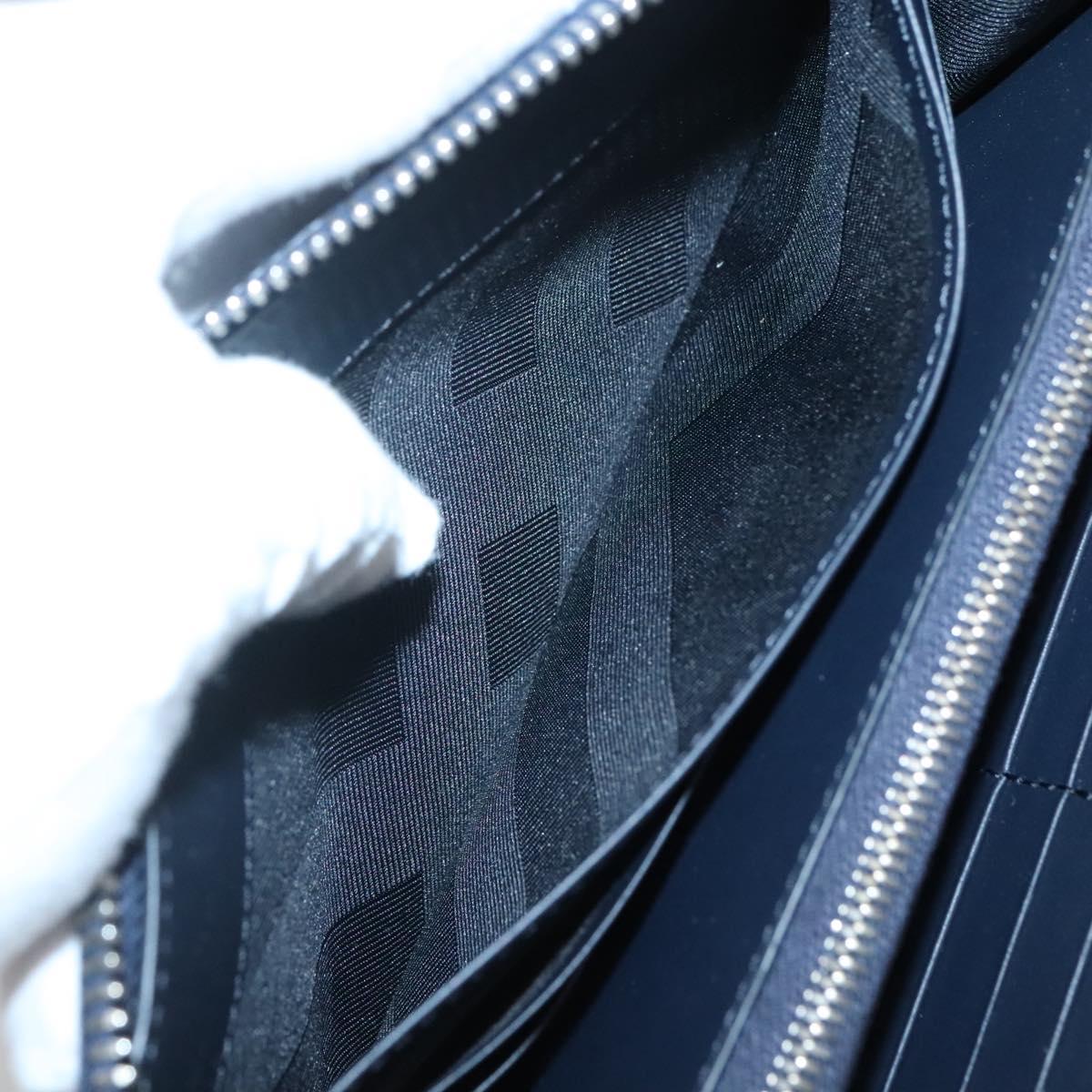 BURBERRY Travel Case Leather Navy Silver Auth 140004