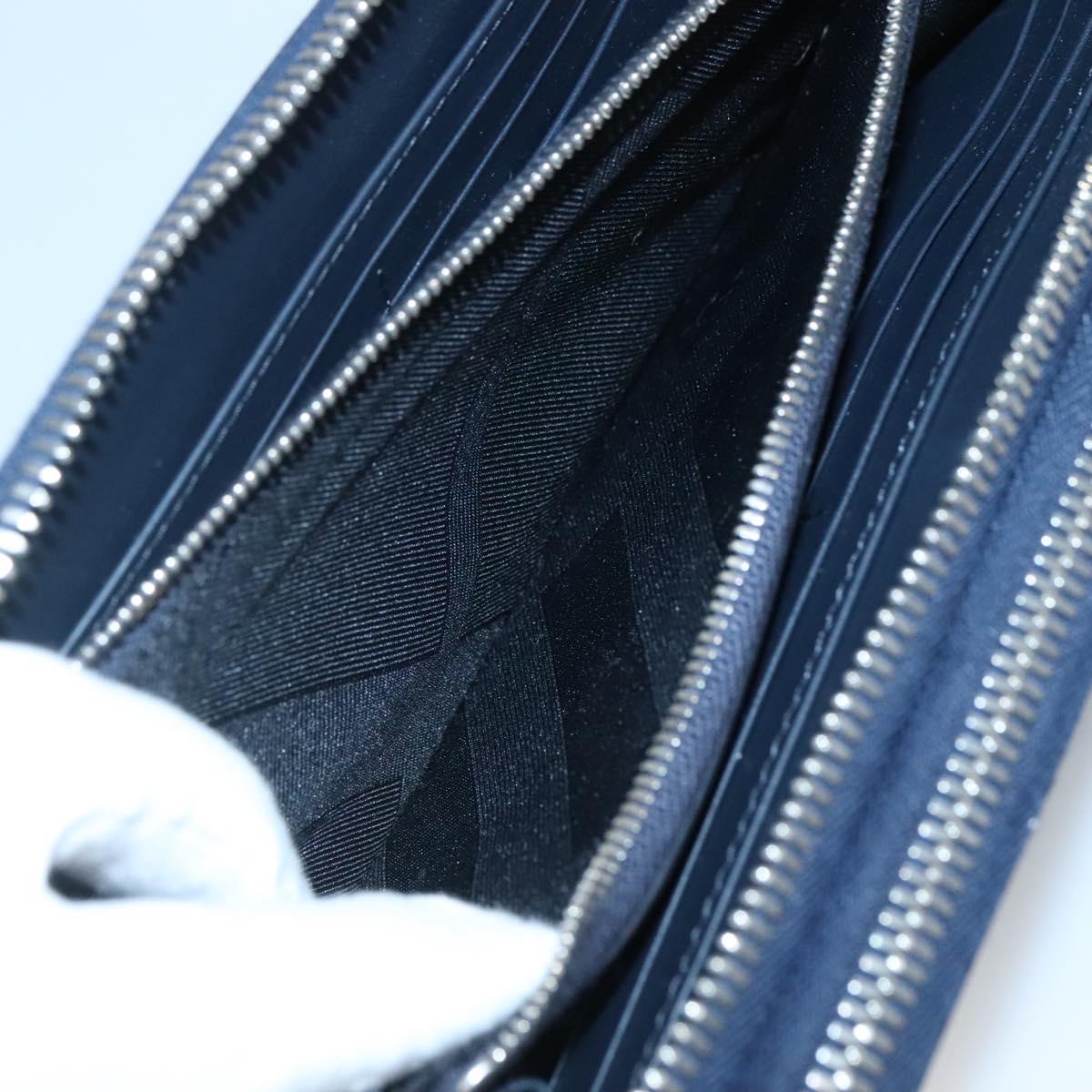 BURBERRY Travel Case Leather Navy Silver Auth 140004