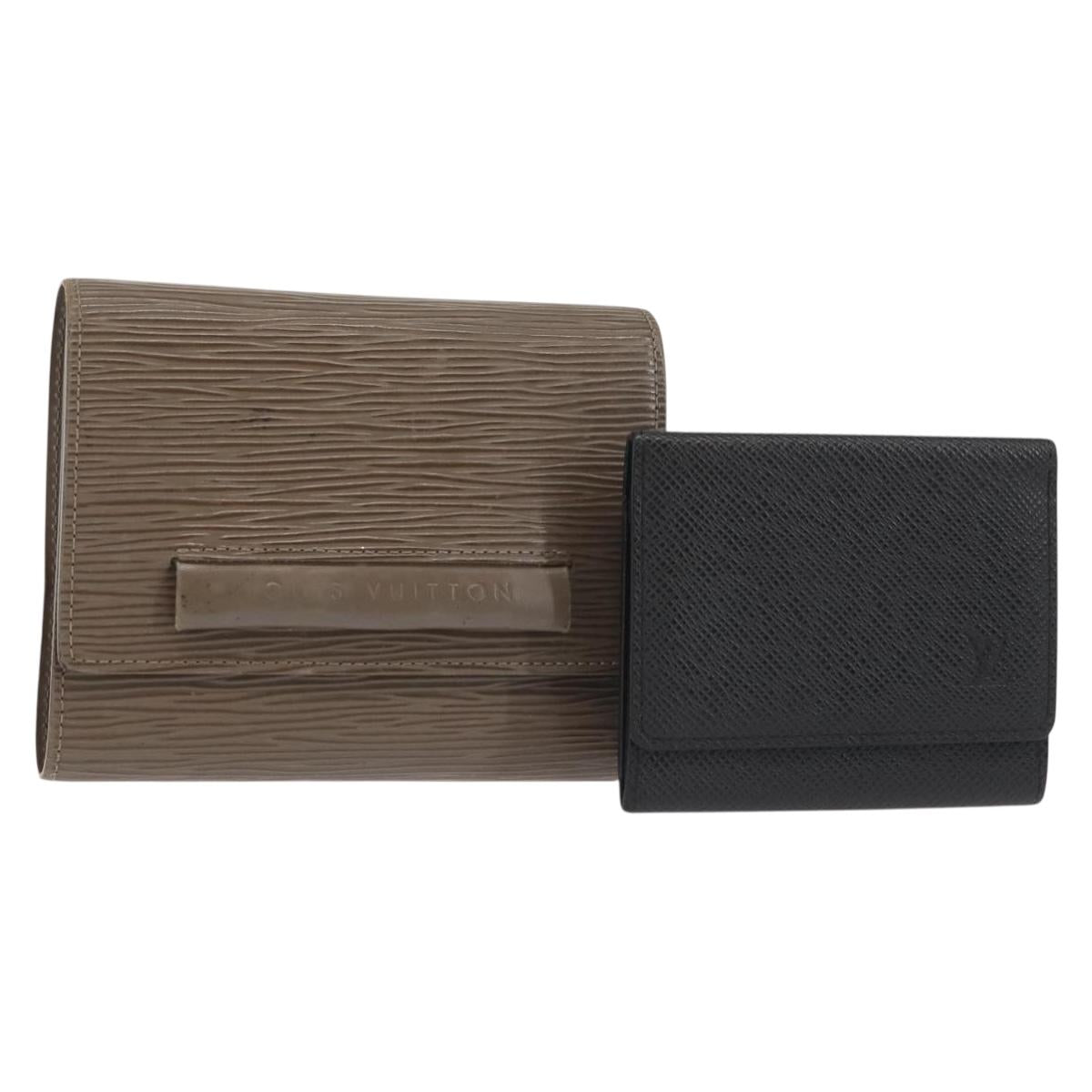 LOUIS VUITTON Epi Taiga Wallet 2Set Gray Ardoise LV Auth 140006