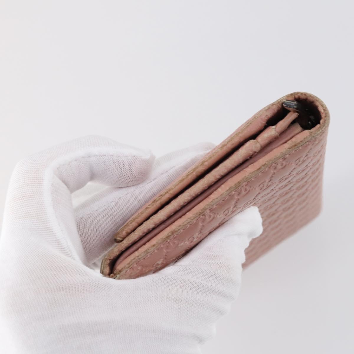 GUCCI Micro GG Canvas GG Canvas Wallet Leather 4Set Pink Black Auth 140007