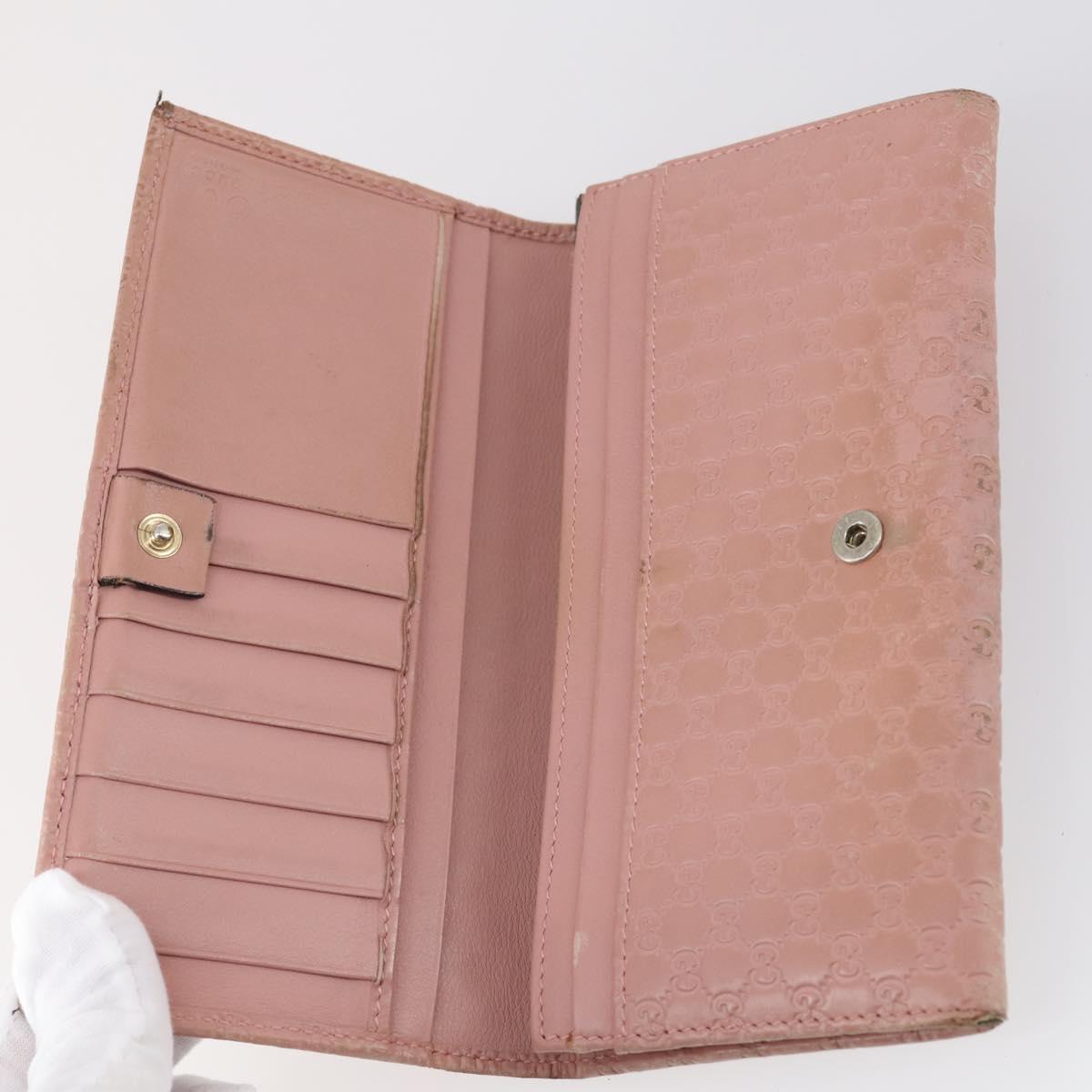 GUCCI Micro GG Canvas GG Canvas Wallet Leather 4Set Pink Black Auth 140007