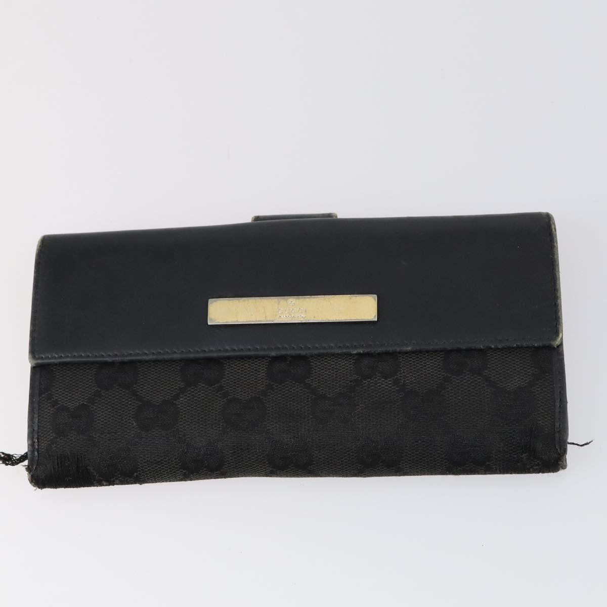 GUCCI Micro GG Canvas GG Canvas Wallet Leather 4Set Pink Black Auth 140007