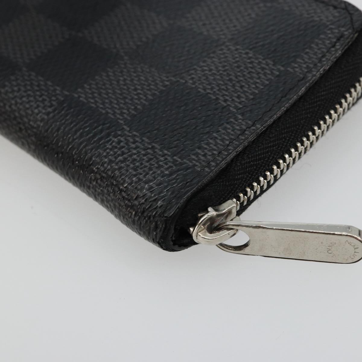 LOUIS VUITTON Damier Graphite Zippy Coin Purse N63076 LV Auth 140010