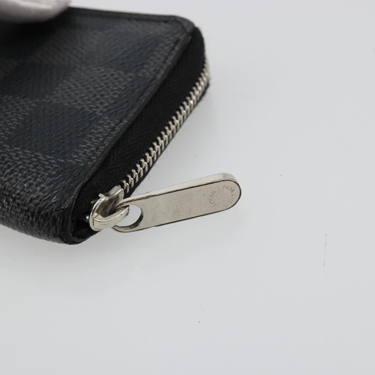 LOUIS VUITTON Damier Graphite Zippy Coin Purse N63076 LV Auth 140010