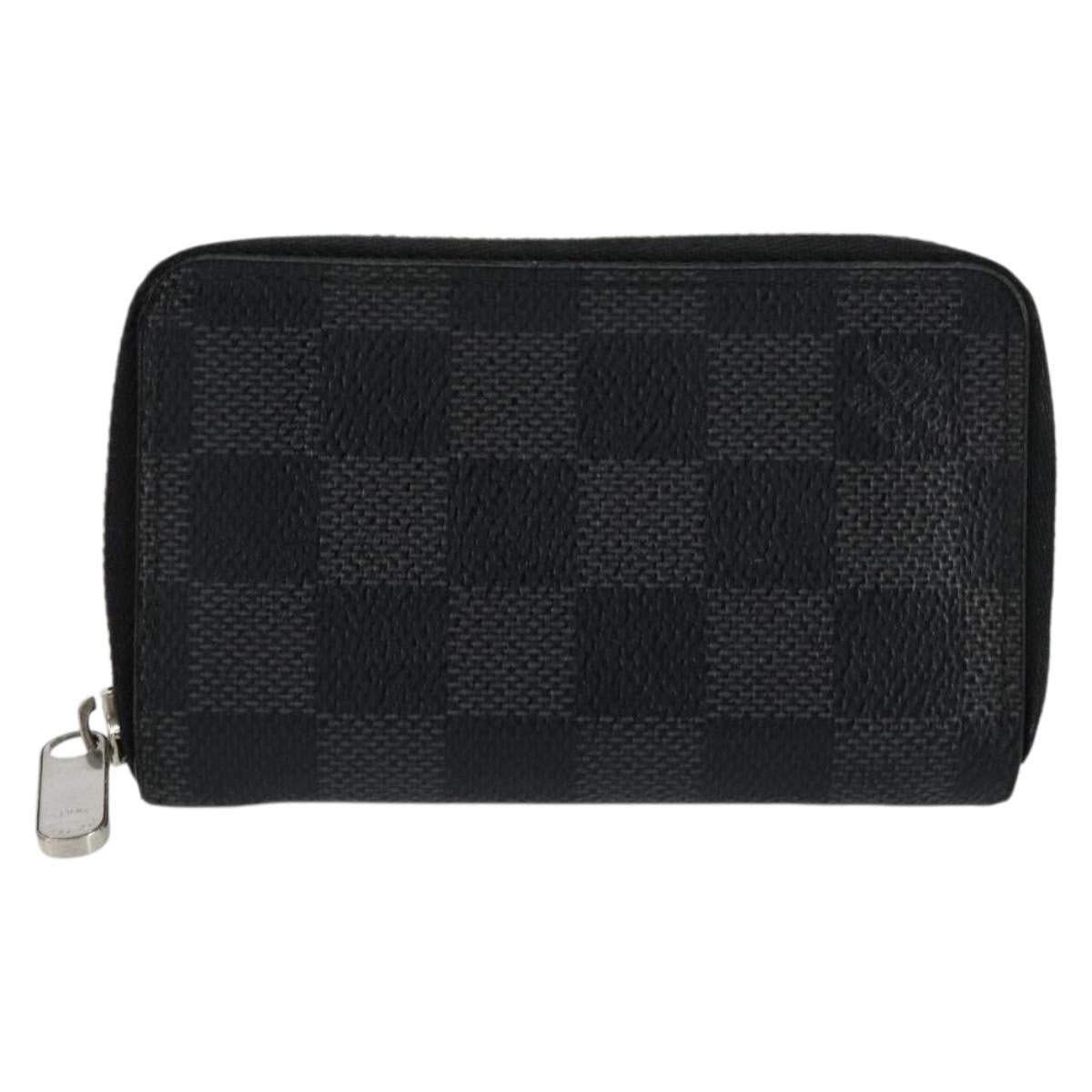LOUIS VUITTON Damier Graphite Zippy Coin Purse N63076 LV Auth 140010