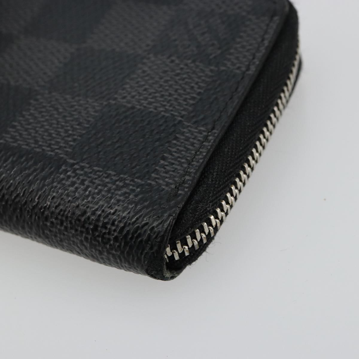 LOUIS VUITTON Damier Graphite Zippy Coin Purse N63076 LV Auth 140010
