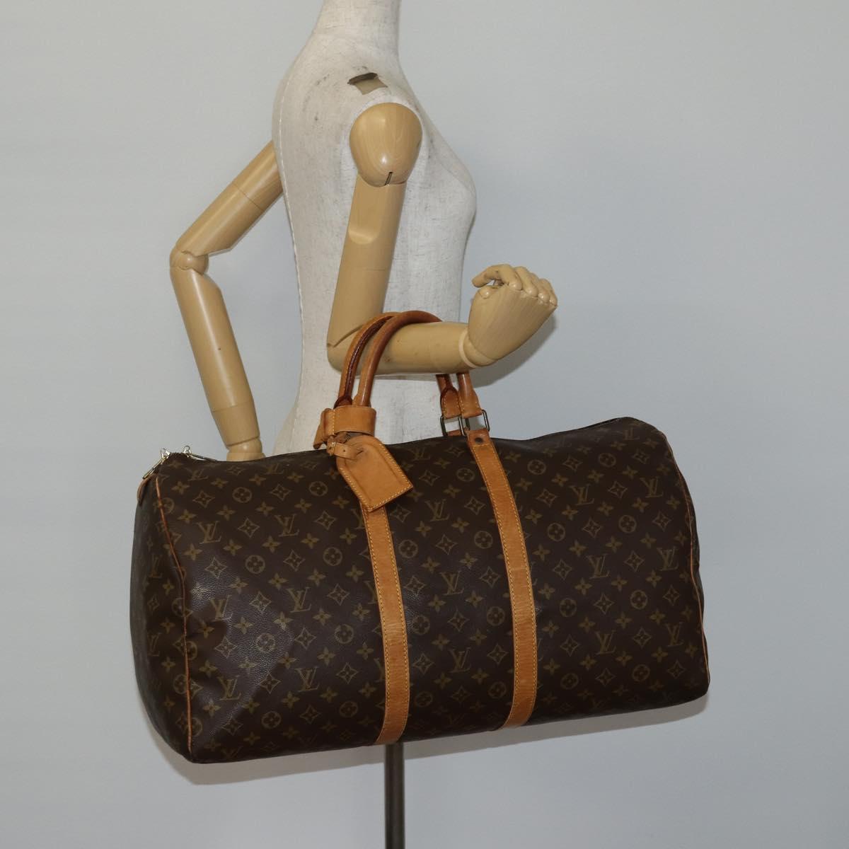 LOUIS VUITTON Monogram Keepall 55 Boston Bag M41424 LV Auth 140023