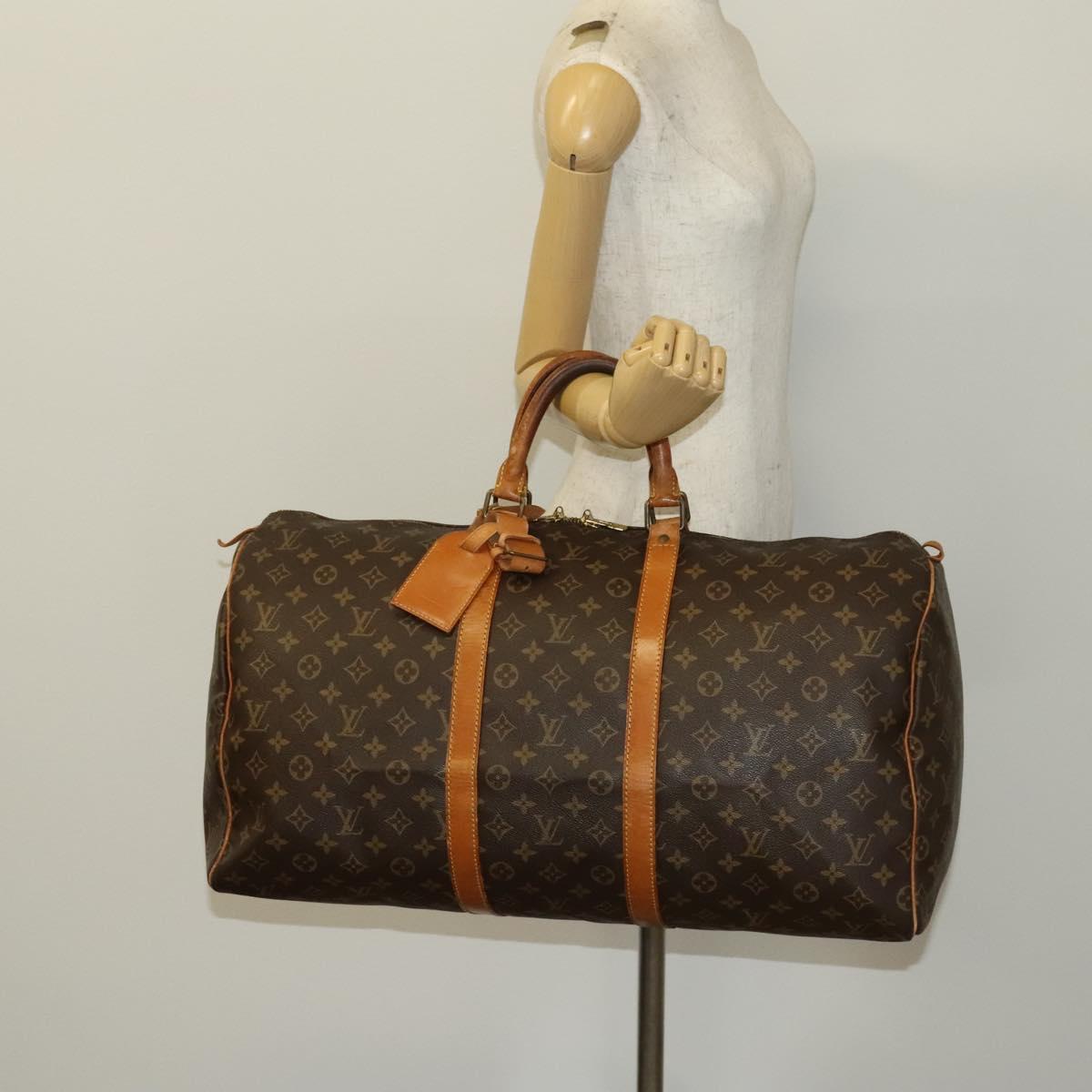 LOUIS VUITTON Monogram Keepall 55 Boston Bag M41424 LV Auth 140028
