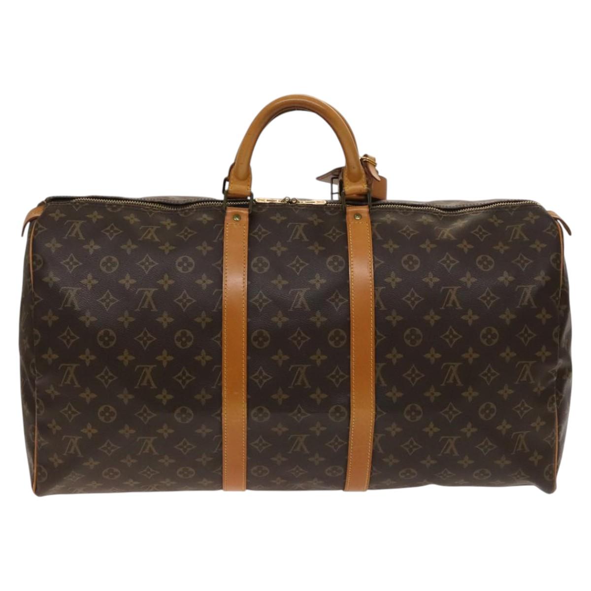 LOUIS VUITTON Monogram Keepall 55 Boston Bag M41424 LV Auth 140033