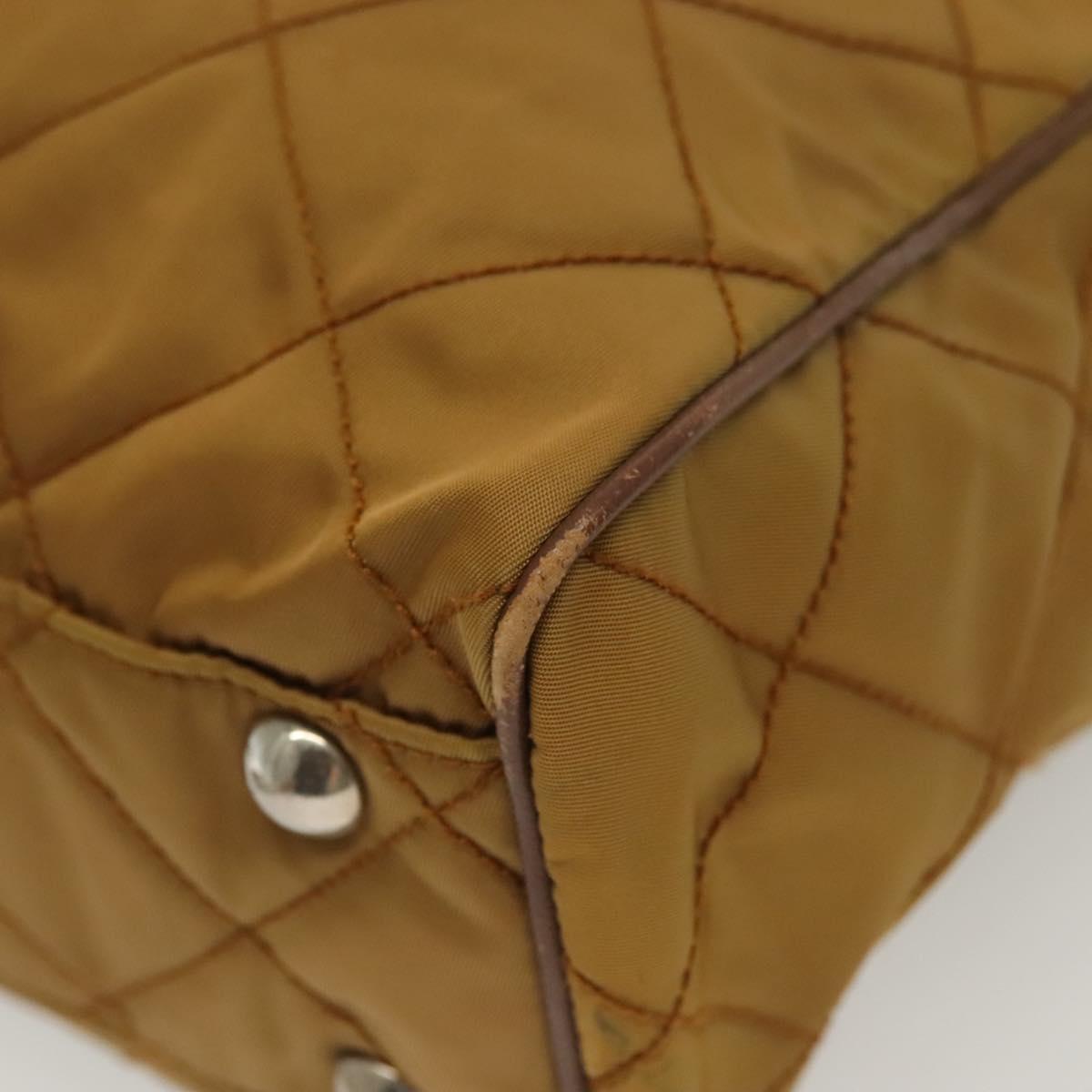 PRADA Chain Shoulder Bag Nylon Beige Silver Auth 140091