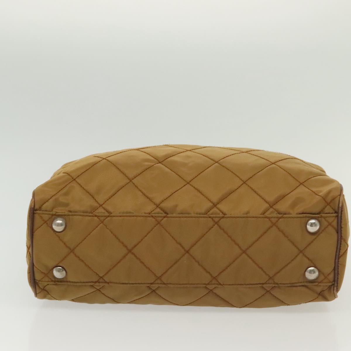 PRADA Chain Shoulder Bag Nylon Beige Silver Auth 140091