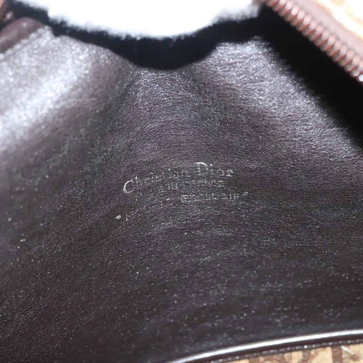 Christian Dior Trotter Canvas Hand Bag Brown Gold Auth 140092