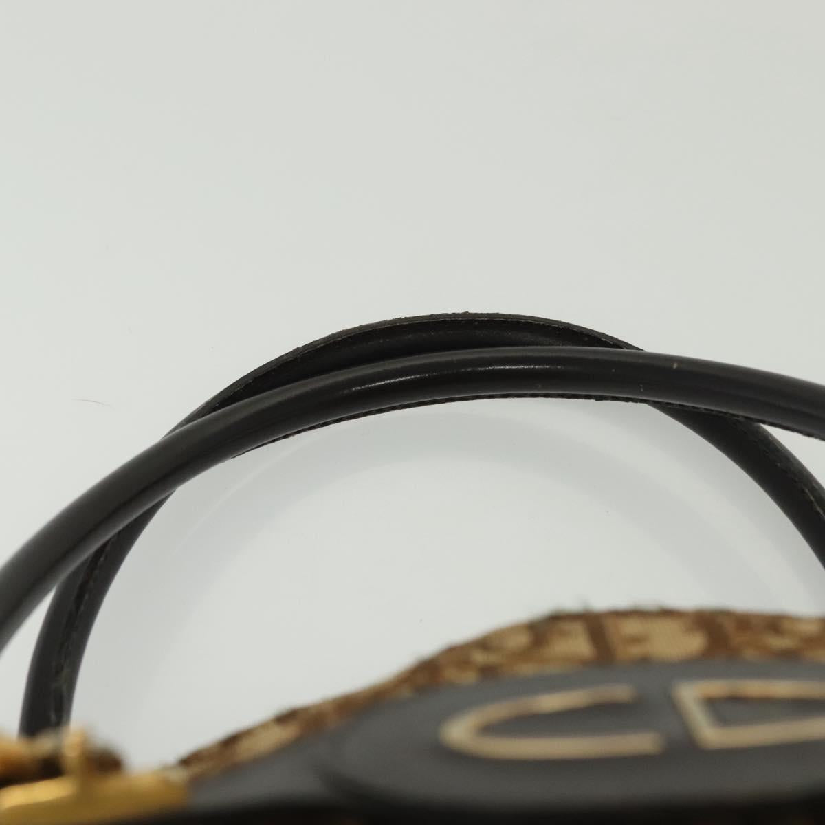 Christian Dior Trotter Canvas Hand Bag Brown Gold Auth 140092