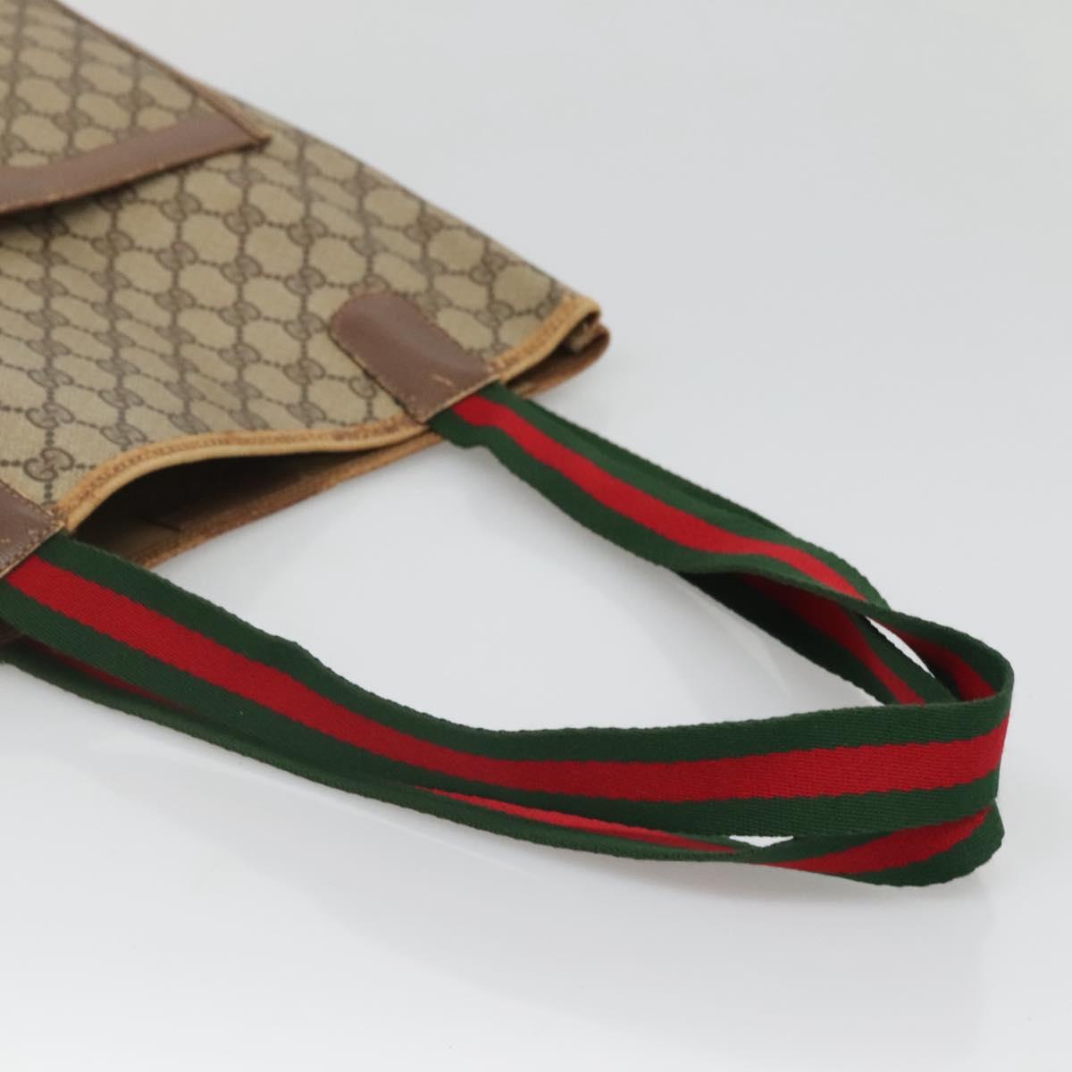 GUCCI GG Supreme Web Sherry Line Tote Bag PVC Beige Red 39 02 003 Auth 140094