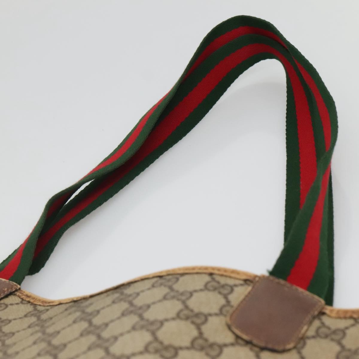 GUCCI GG Supreme Web Sherry Line Tote Bag PVC Beige Red 39 02 003 Auth 140094