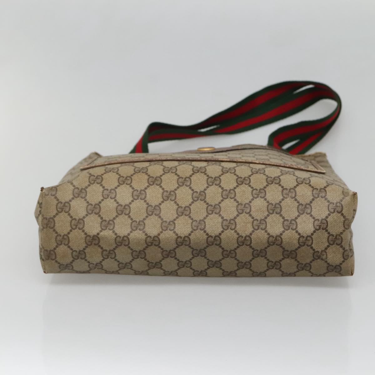 GUCCI GG Supreme Web Sherry Line Tote Bag PVC Beige Red 39 02 003 Auth 140094