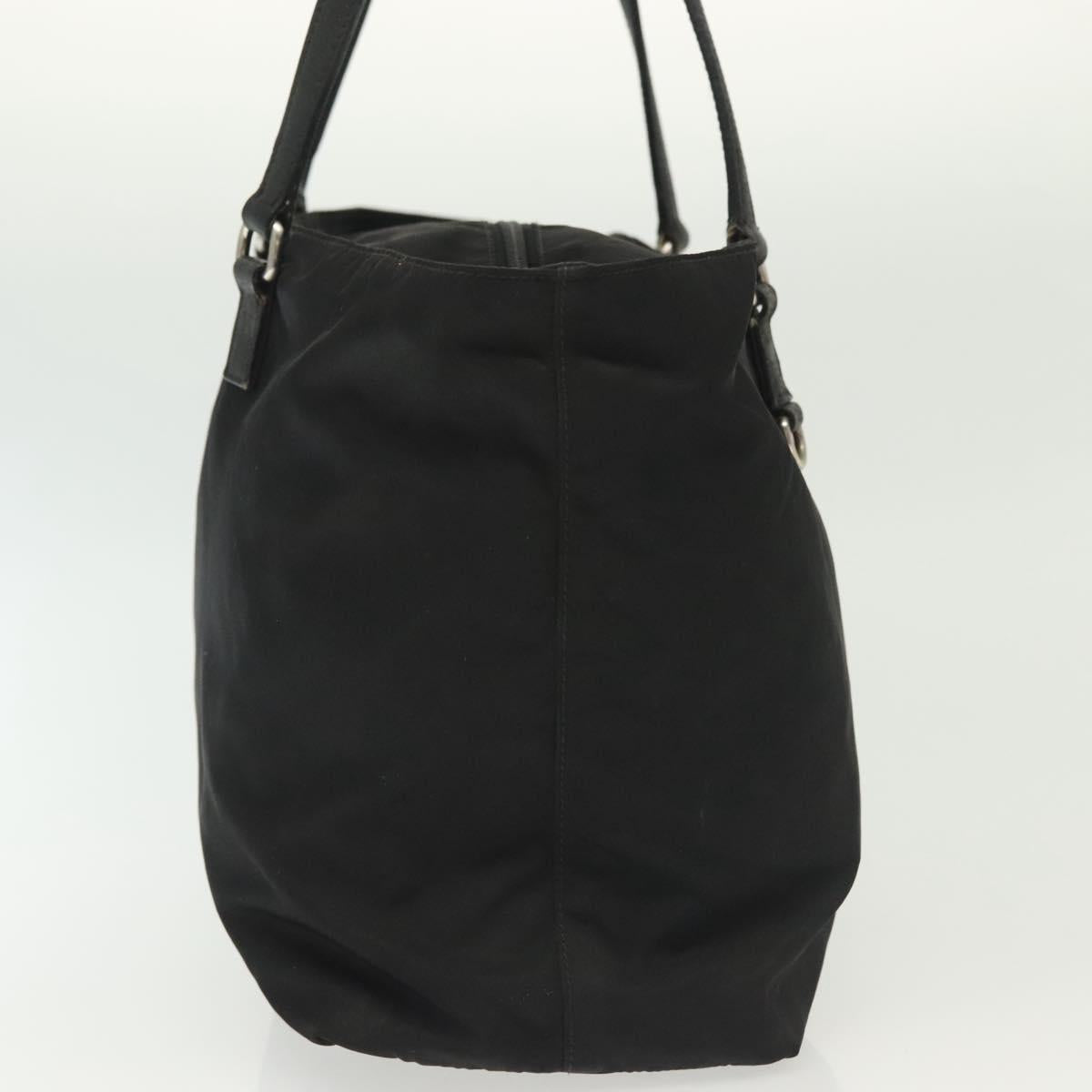 PRADA Tote Bag Nylon Black Silver Auth 140097