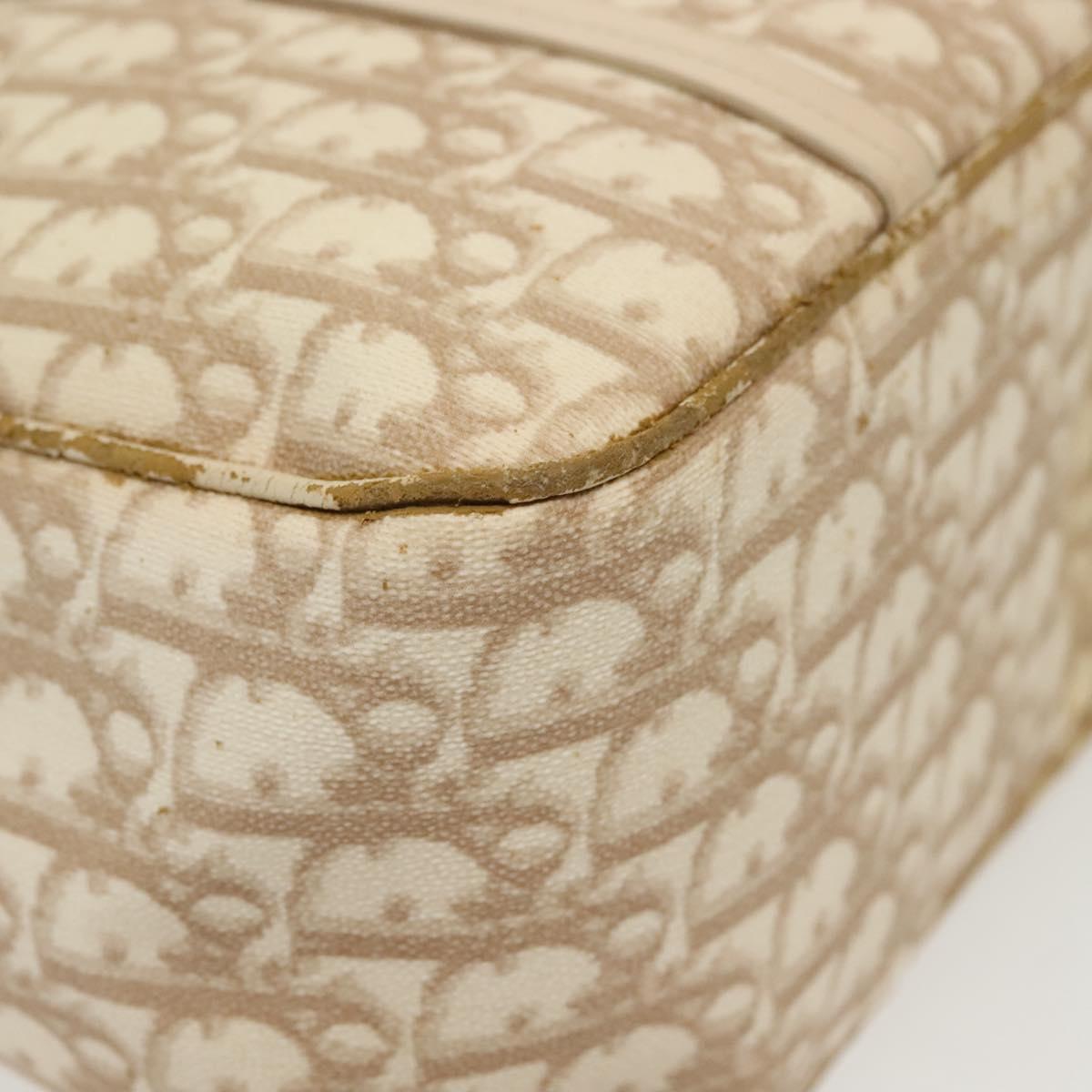 Christian Dior Trotter Canvas Romantic Chain Tote Bag PVC Beige Auth 140098