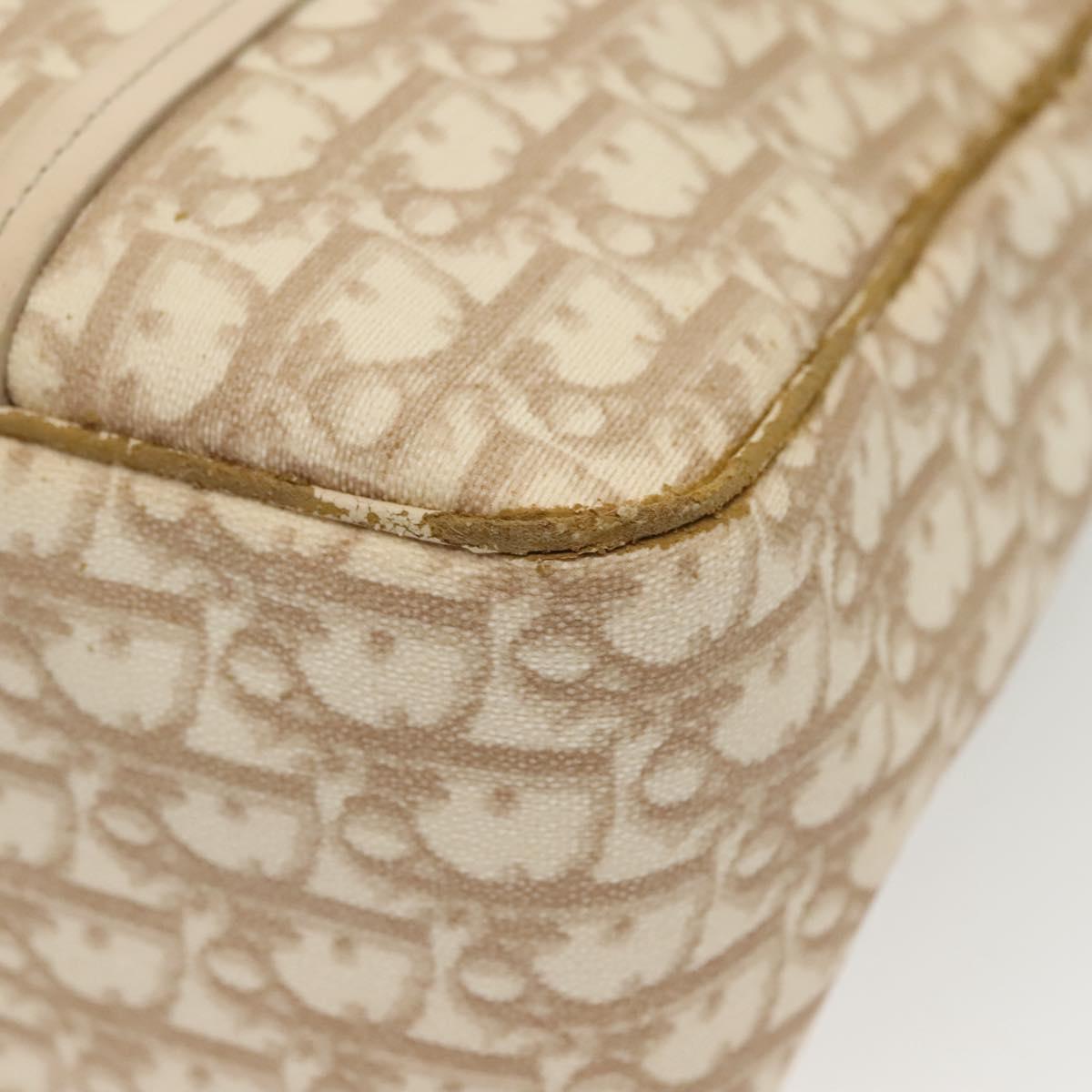 Christian Dior Trotter Canvas Romantic Chain Tote Bag PVC Beige Auth 140098