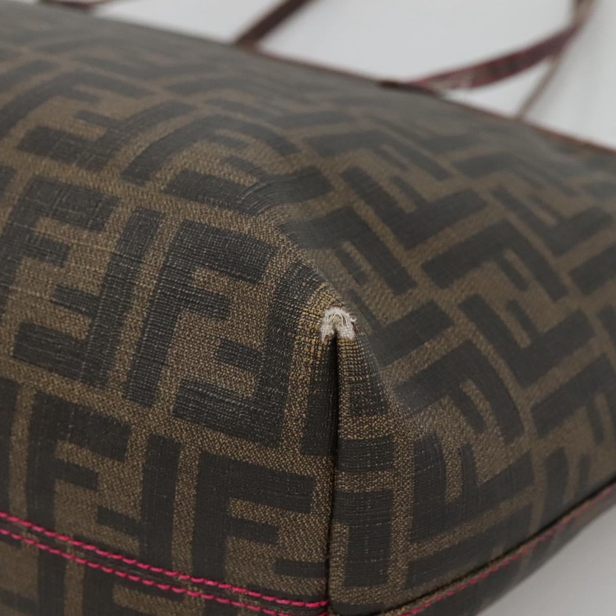 FENDI Zucca Canvas Tote Bag Brown Black gold Auth 140099