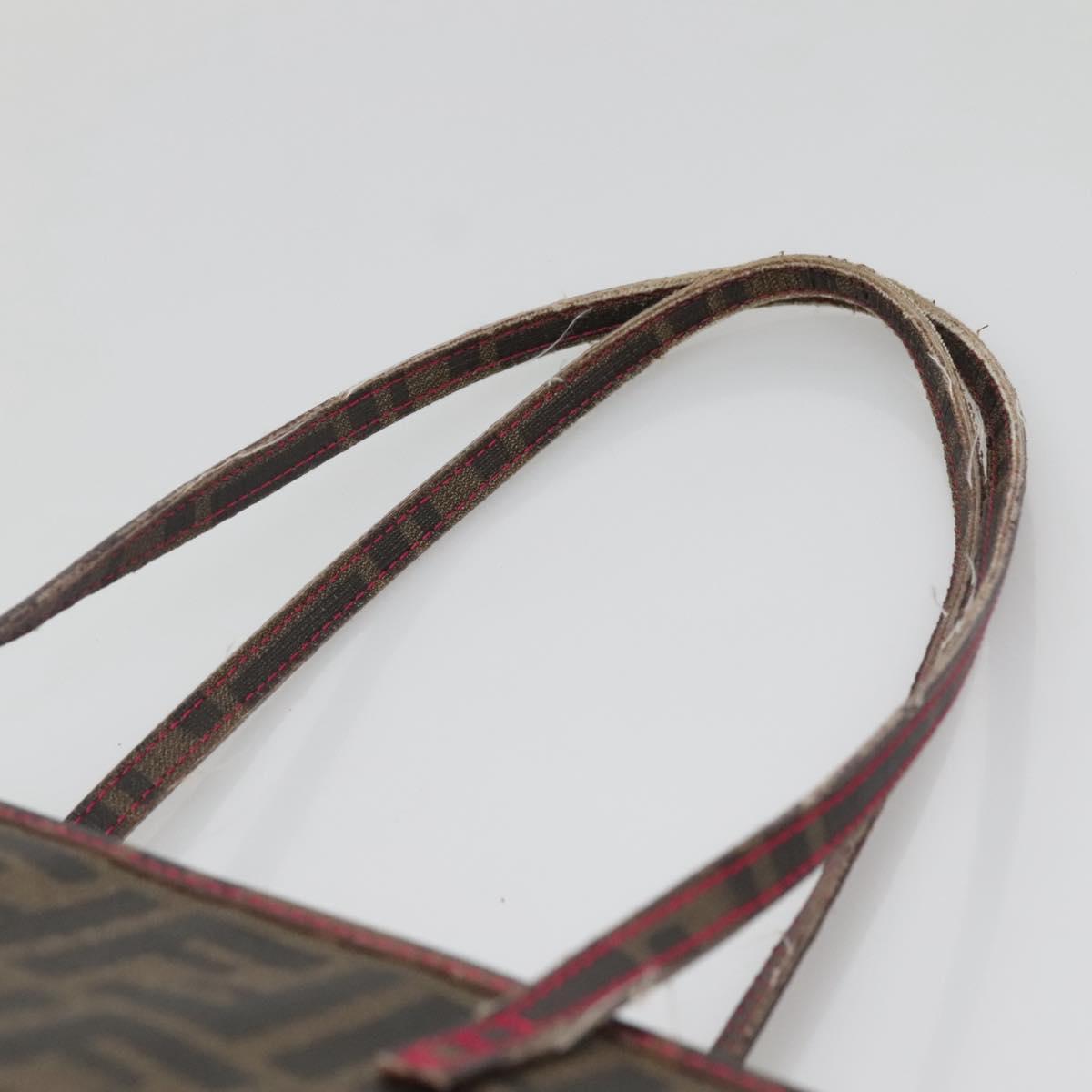 FENDI Zucca Canvas Tote Bag Brown Black gold Auth 140099