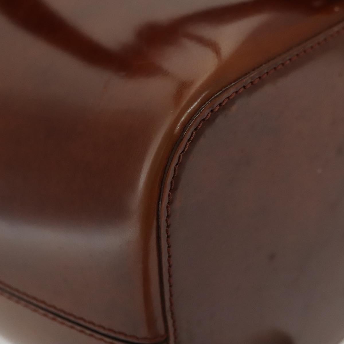 CARTIER Shoulder Bag Enamel Brown Silver Auth 140103