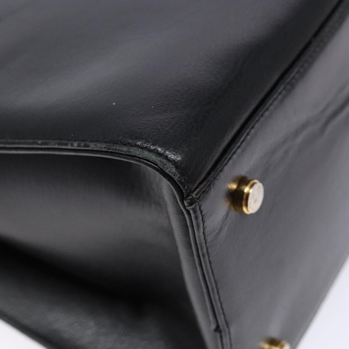 Salvatore Ferragamo Gancini Shoulder Bag Leather Black Gold Auth 140104