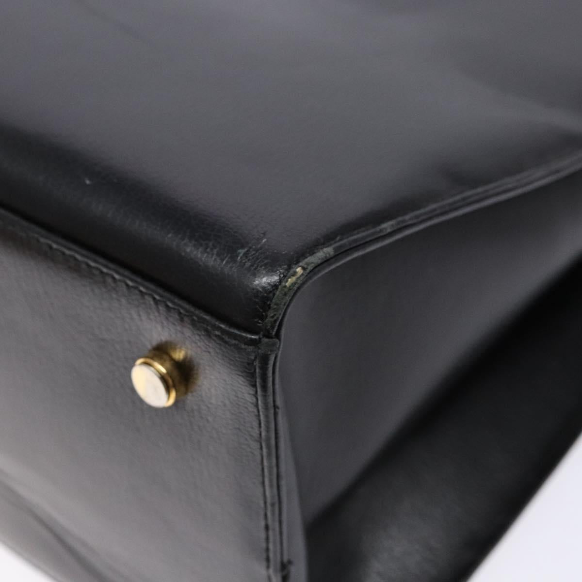 Salvatore Ferragamo Gancini Shoulder Bag Leather Black Gold Auth 140104