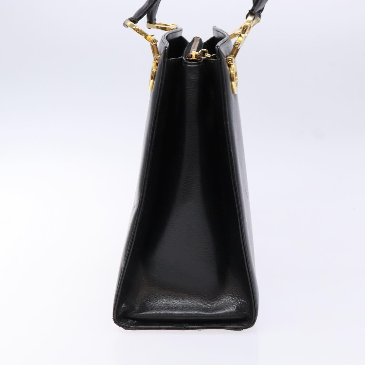 Salvatore Ferragamo Gancini Shoulder Bag Leather Black Gold Auth 140104