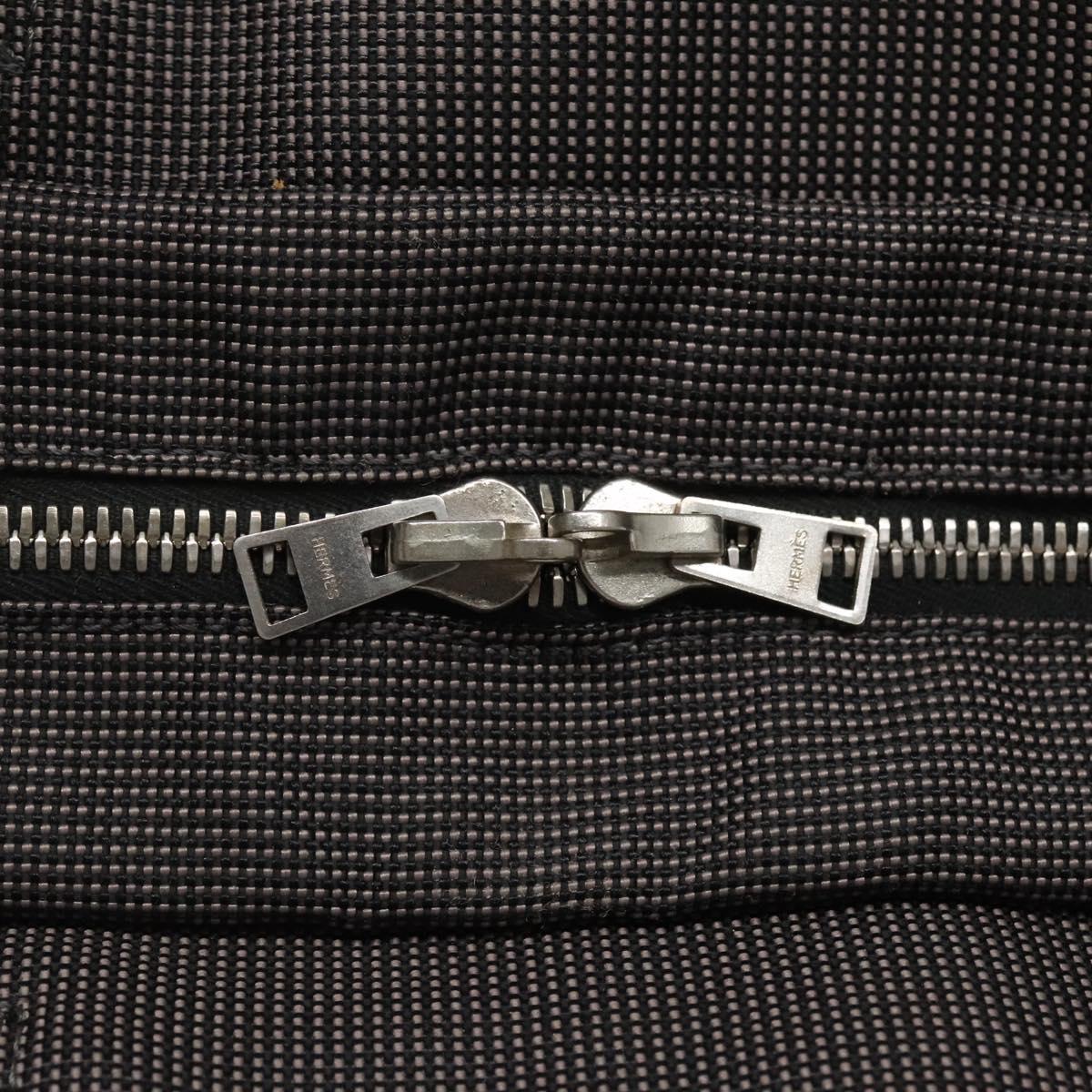 HERMES Her Line MM Hand Bag Canvas Gray Silver Auth 140106
