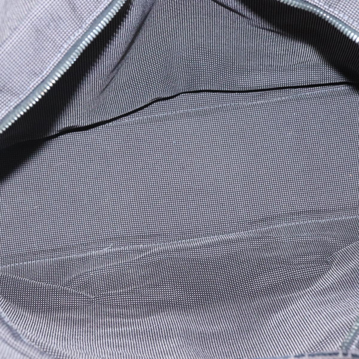 HERMES Her Line MM Hand Bag Canvas Gray Silver Auth 140108
