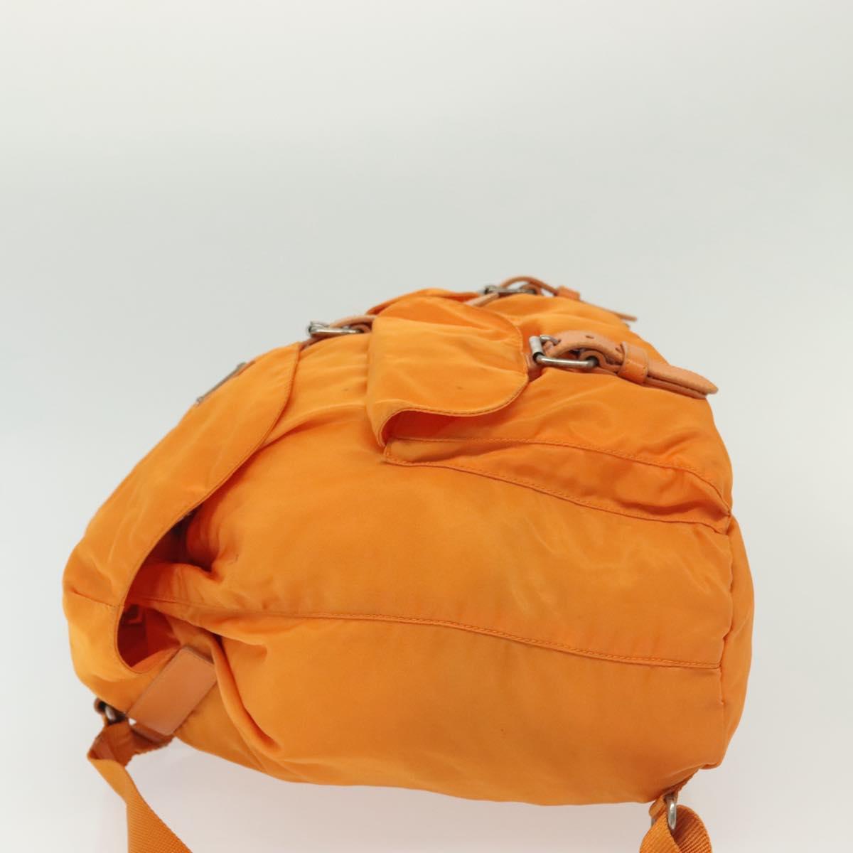PRADA Backpack Nylon Orange Silver Auth 140110