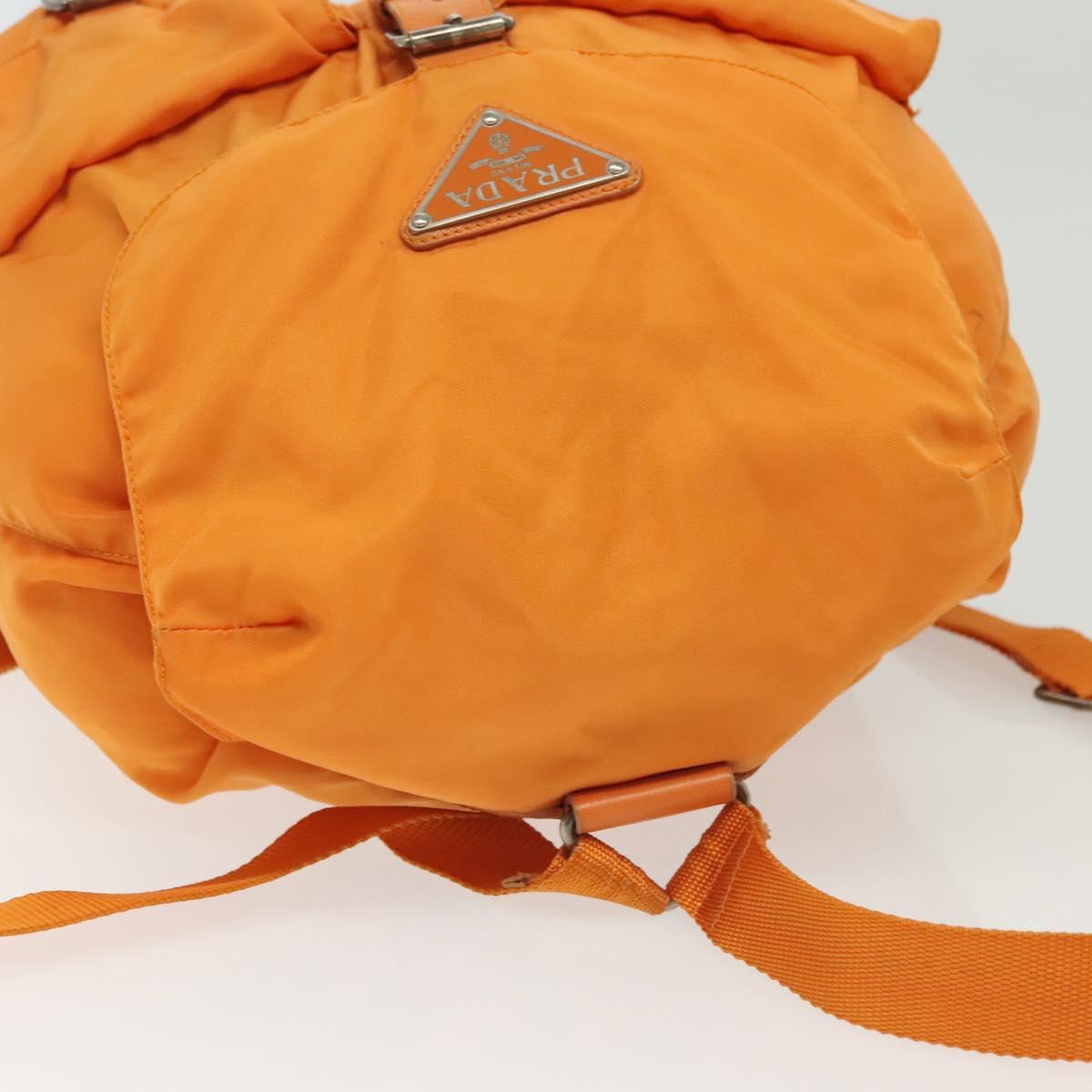 PRADA Backpack Nylon Orange Silver Auth 140110