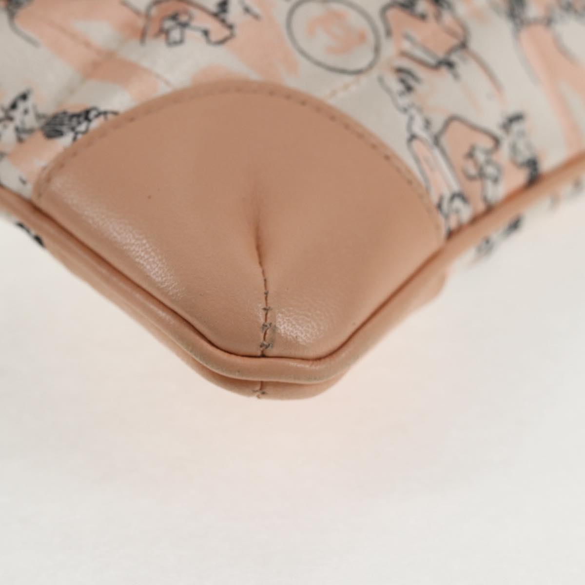 CHANEL Chain Shoulder Bag Silk Pink Gold CC Auth 140122SAV