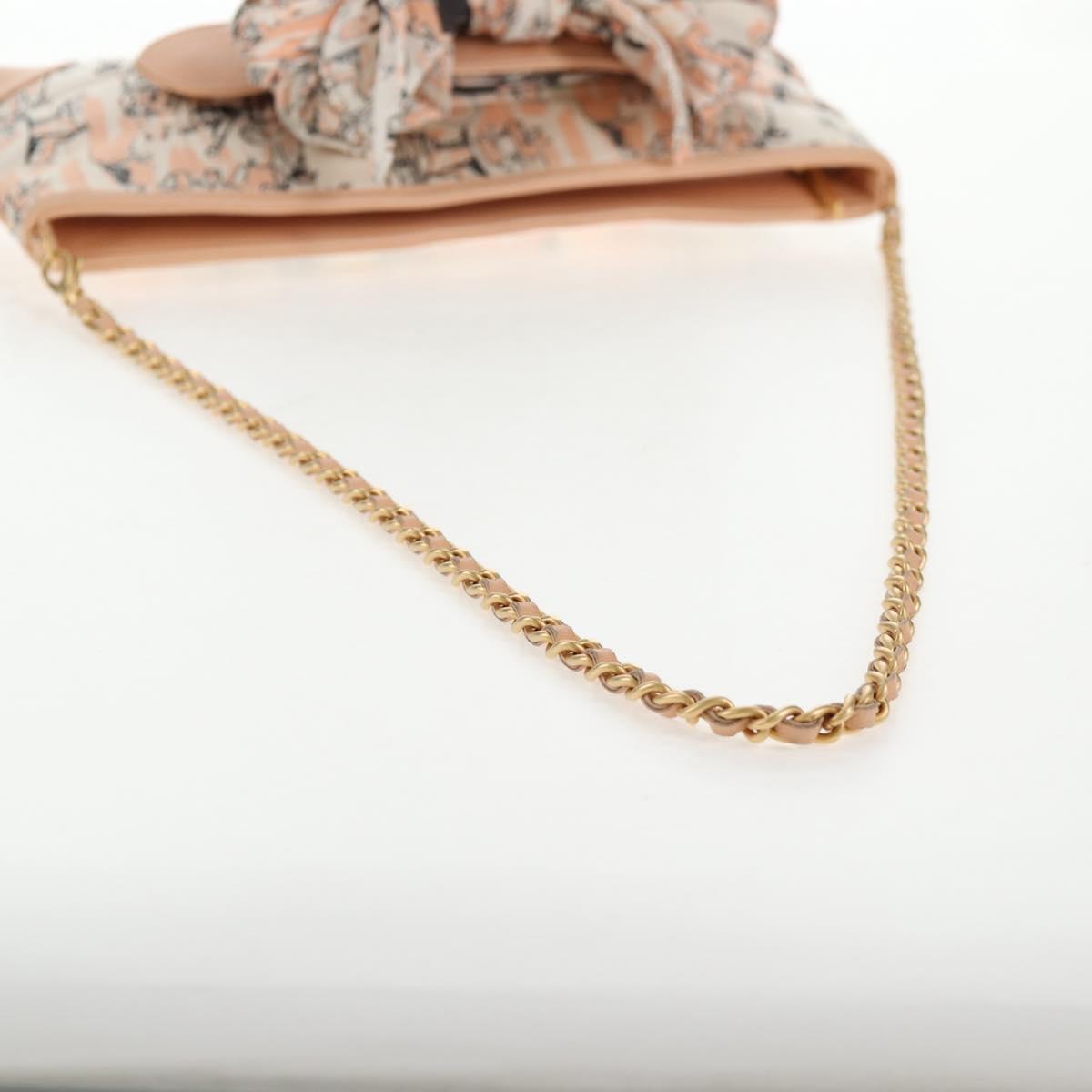 CHANEL Chain Shoulder Bag Silk Pink Gold CC Auth 140122SAV