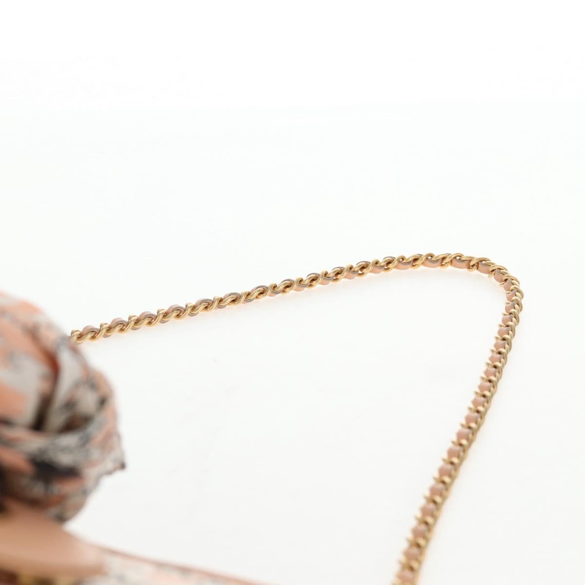 CHANEL Chain Shoulder Bag Silk Pink Gold CC Auth 140122SAV